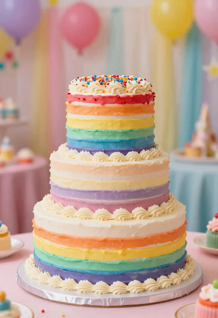 12 Traditional Wedding Cake Ideas with Timeless Appeal 9. Whimsical Rainbow Cake 0