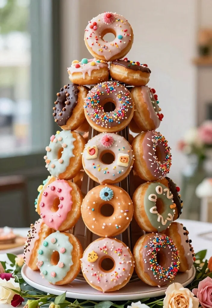 12 Unique Wedding Cake Ideas for Couples Who Want Something Different 4. Doughnut Cake A Sweet Twist 0