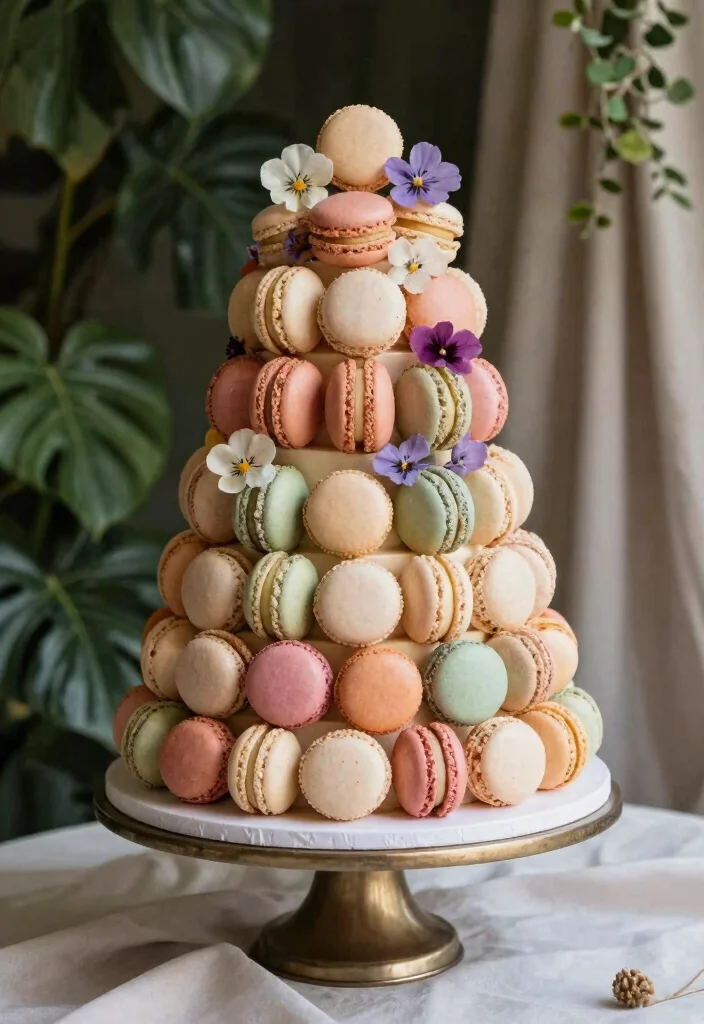 12 Unique Wedding Cake Ideas for Couples Who Want Something Different 5. Macaron Cake Elegant Delicate 0