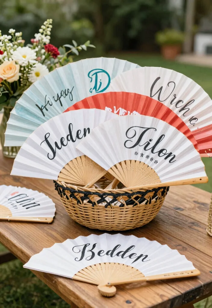 12 Unique Wedding Favor Ideas for Guests That Feel Truly Special 11. Personalized Fans 0