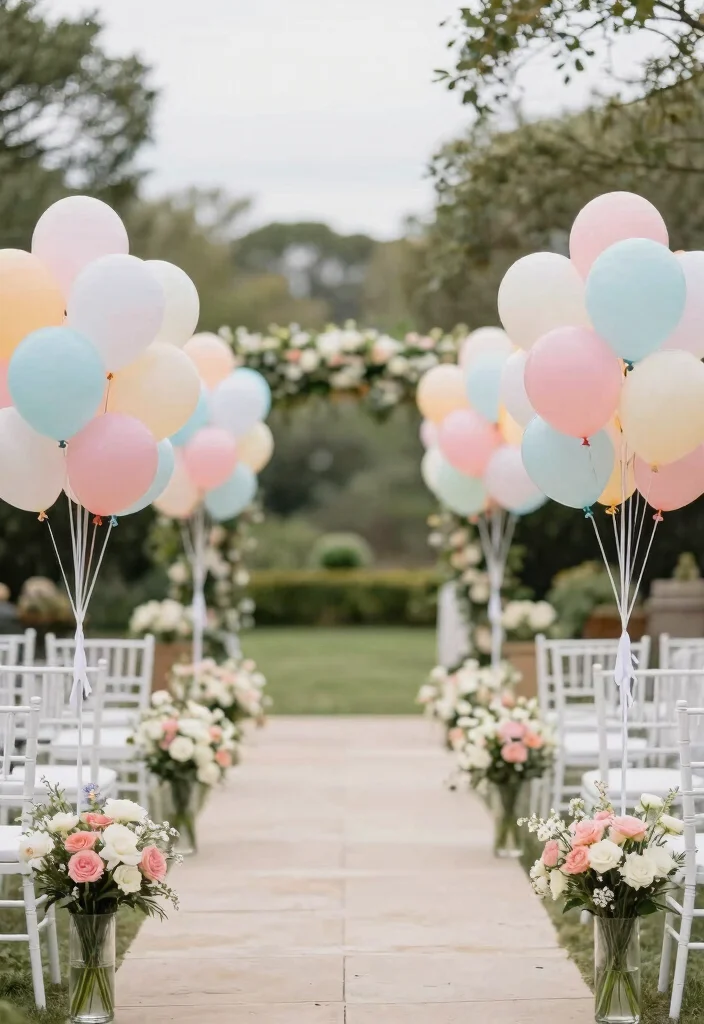 12 Wedding Balloon Decoration Ideas for Fun and Festive Weddings 4. Balloon Bouquets at the Aisle 0