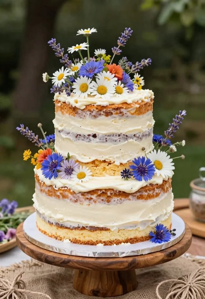 12 Wedding Cake Flower Decoration Ideas with Fresh Florals 12 12 Wedding Cake Flower Decoration Ideas with Fresh Florals 2. Rustic Wildflowers 0