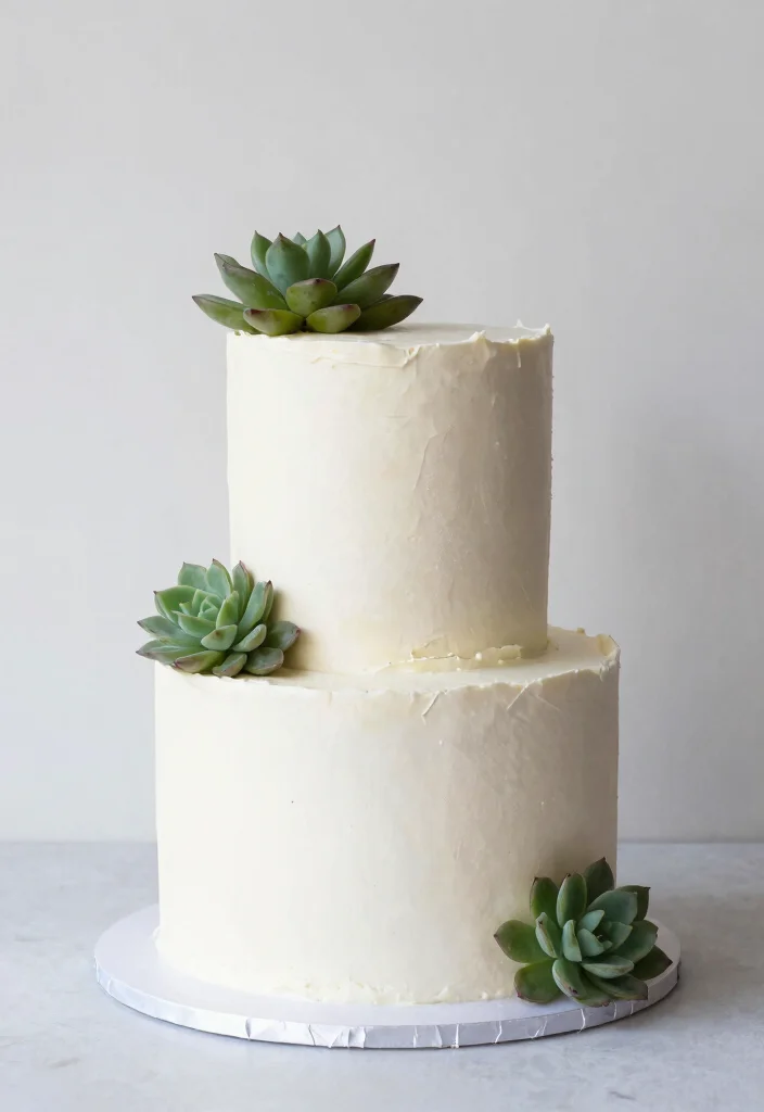 12 Wedding Cake Ideas with Flowers for a Romantic Look 40 12 Wedding Cake Ideas with Flowers for a Romantic Look 10. Minimalist Cake with Succulents 0