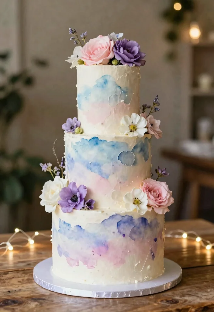12 Wedding Cake Ideas with Flowers for a Romantic Look 24 12 Wedding Cake Ideas with Flowers for a Romantic Look 4. Floral Watercolor Cake 0