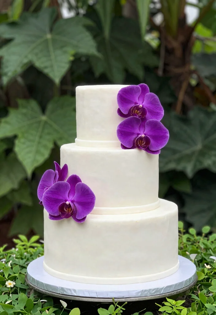 12 Wedding Cake Ideas with Flowers for a Romantic Look 35 12 Wedding Cake Ideas with Flowers for a Romantic Look 5. Two Tiered Cake with Orchids 0