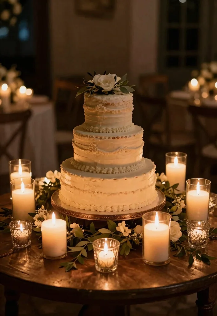 12 Wedding Cake Table Decoration Ideas That Look Well Styled 24 12 Wedding Cake Table Decoration Ideas That Look Well Styled 4. Elegant Candlelight 0