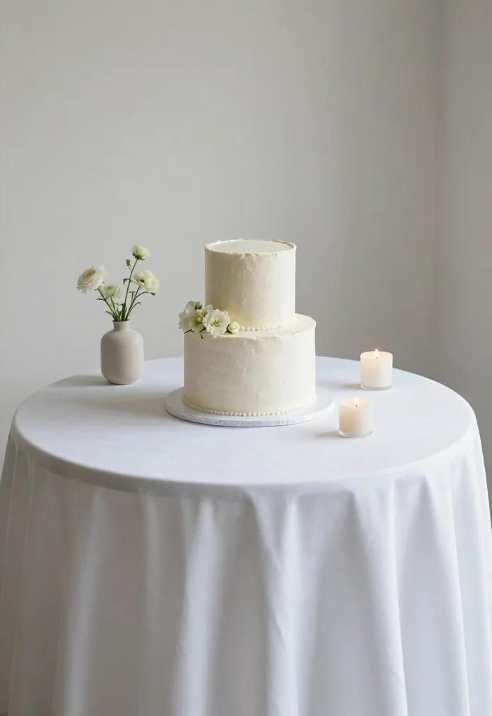 12 Wedding Cake Table Styling Ideas for a Beautiful Display 11. Minimalist Elegance 0