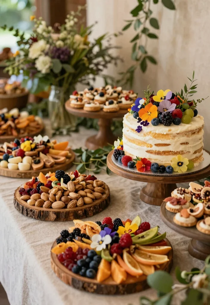 12 Wedding Cake Table Styling Ideas for a Beautiful Display 3. Edible Decor 0