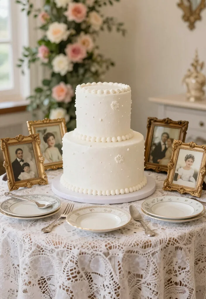 12 Wedding Cake Table Styling Ideas for a Beautiful Display 4. Vintage Touches 0