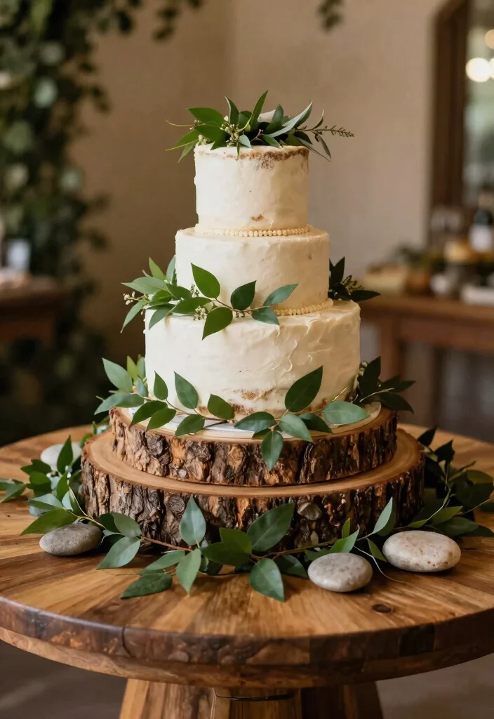 12 Wedding Cake Table Styling Ideas for a Beautiful Display 5. Natural Elements 0