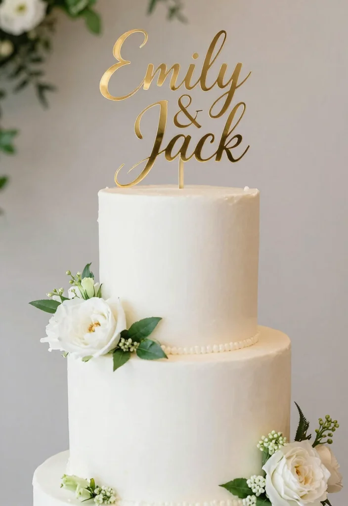 12 Wedding Cake Topper Ideas for Modern and Classic Couples 11. Minimalist Script Names 0