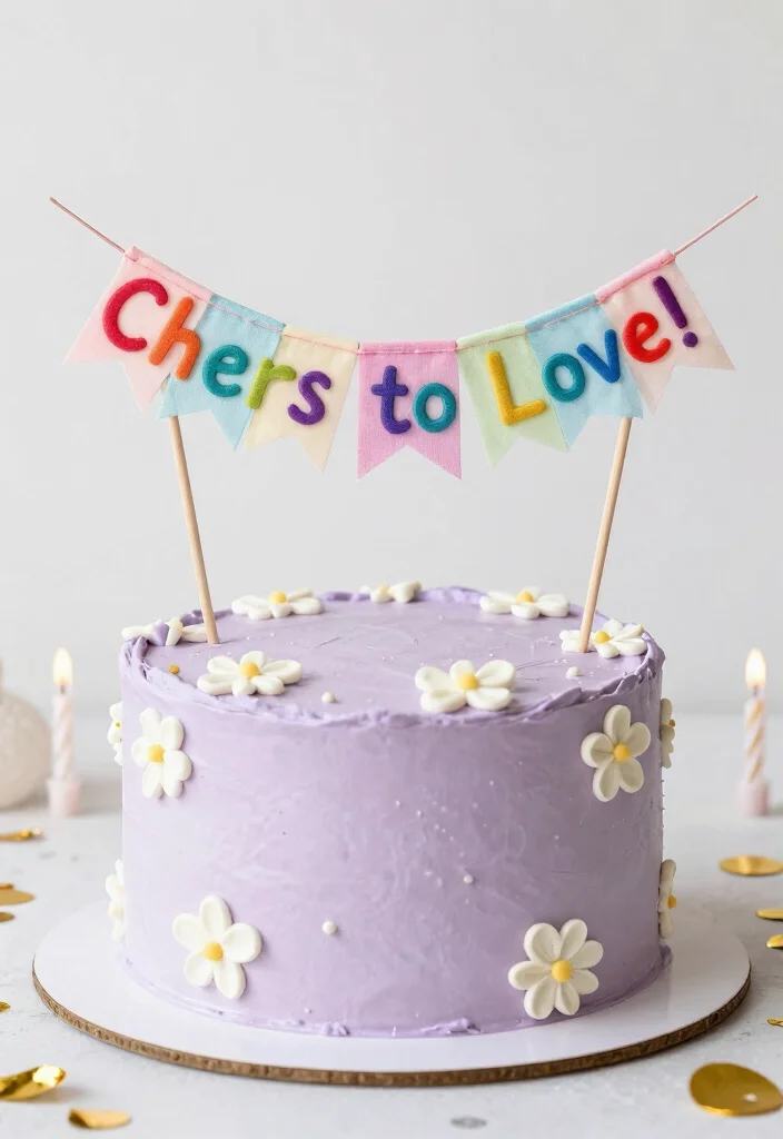 12 Wedding Cake Topper Ideas for Modern and Classic Couples 7. Whimsical Cake Banners 0