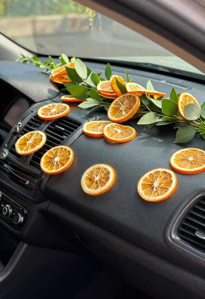 12 Wedding Car Decoration Ideas That Feel Tasteful and Romantic 10. Dried Citrus Accents 0