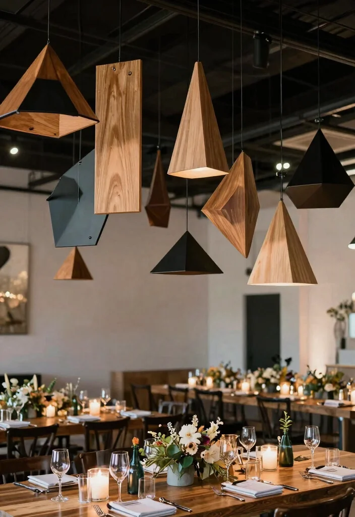 12 Wedding Ceiling Decoration Ideas That Add Visual Impact 11. Geometric Shapes 0