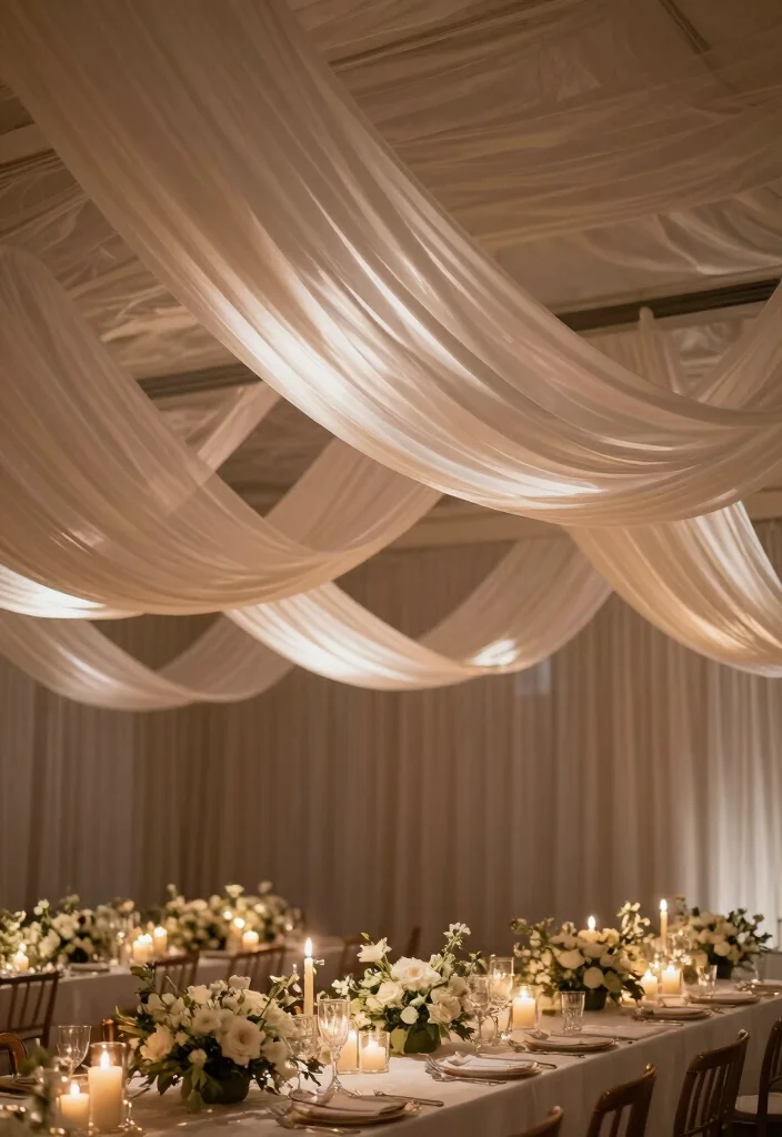 12 Wedding Ceiling Decoration Ideas That Add Visual Impact 3. Ethereal Drapery 0