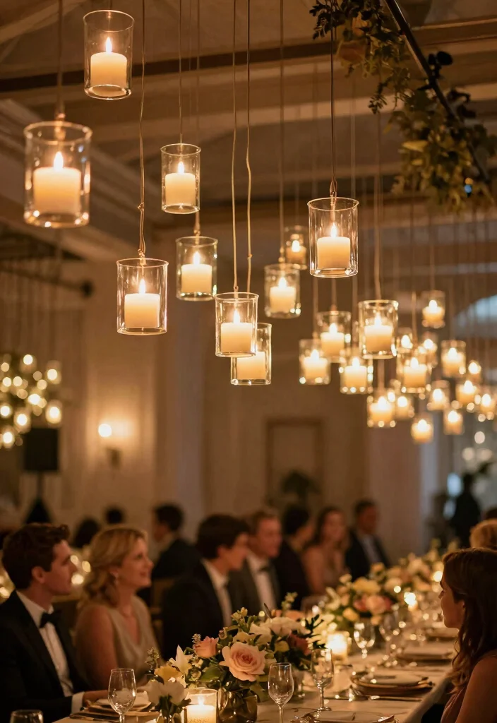 12 Wedding Ceiling Decoration Ideas That Add Visual Impact 5. Hanging Candles 0
