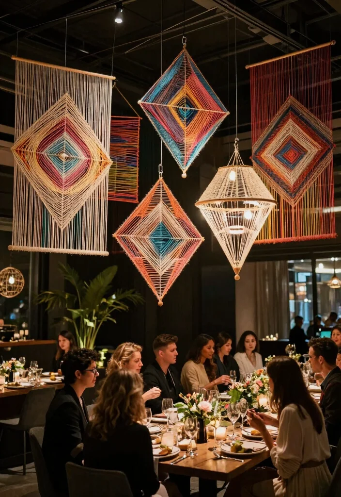 12 Wedding Ceiling Decoration Ideas That Add Visual Impact 7. String Art Displays 0
