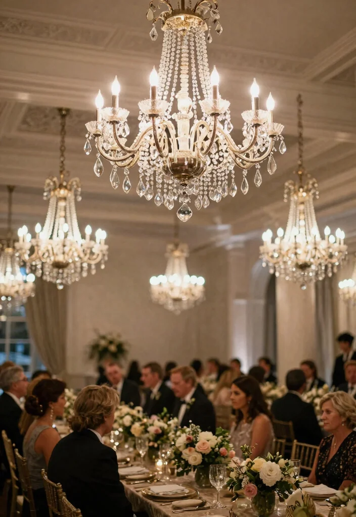 12 Wedding Ceiling Decoration Ideas That Add Visual Impact 9. Vintage Chandeliers 0