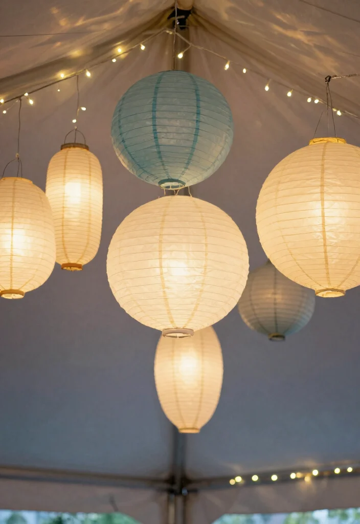 12 Wedding Tent Decoration Ideas for Outdoor Celebrations 3. Recycled Paper Lanterns 0