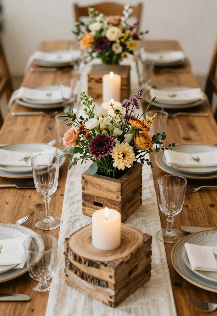 12 Wedding Tent Decoration Ideas for Outdoor Celebrations 4. Upcycled Wooden Centerpieces 0