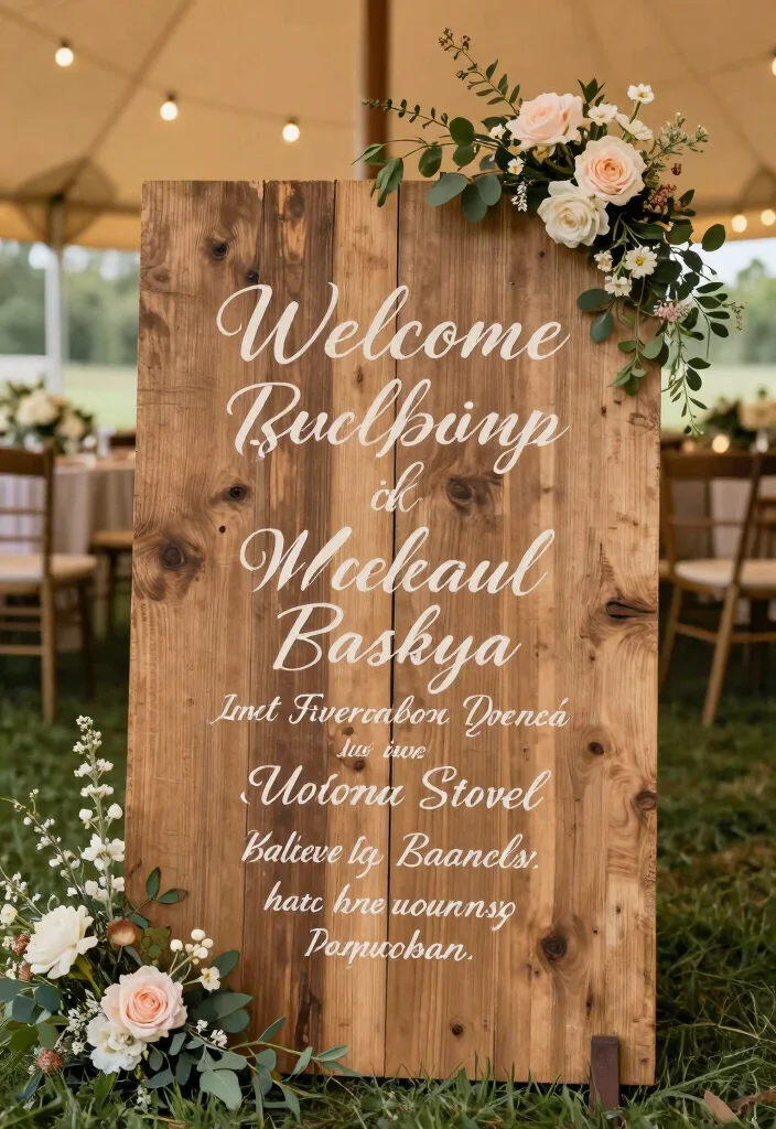 12 Wedding Tent Decoration Ideas for Outdoor Celebrations 9. Nature Inspired Signage 0