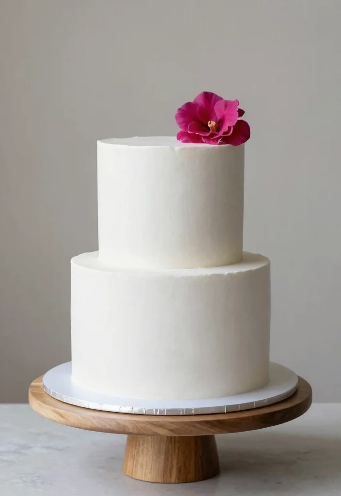 12 White Wedding Cake Ideas That Never Go Out of Style 3. Minimalist Chic 0