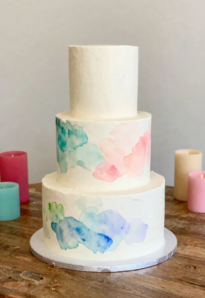 12 White Wedding Cake Ideas That Never Go Out of Style 5. Whimsical Watercolor 0