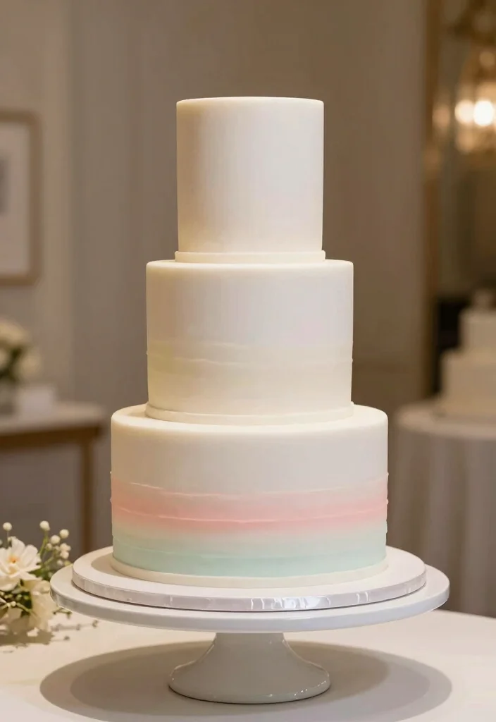 12 White Wedding Cake Ideas That Never Go Out of Style 9. Timeless Ombre 0
