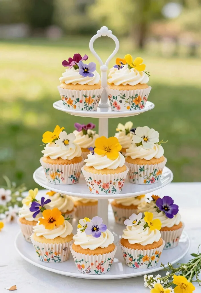 12 Wildflower Wedding Cake Ideas for Outdoor Weddings 52 12 Wildflower Wedding Cake Ideas for Outdoor Weddings 12. Whimsical Wildflower Cupcakes 0