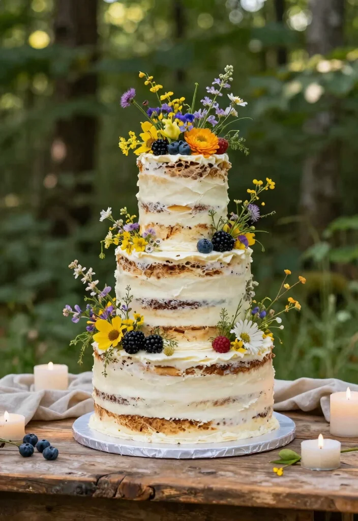12 Wildflower Wedding Cake Ideas for Outdoor Weddings 2 12 Wildflower Wedding Cake Ideas for Outdoor Weddings 2. Naked Wildflower Cake 0