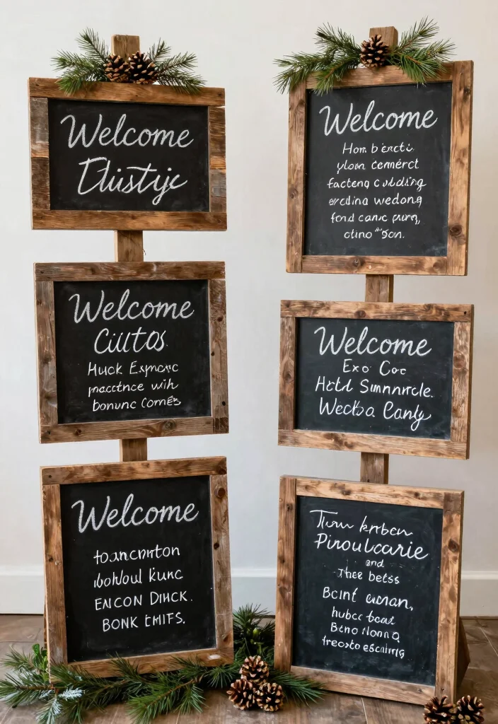 12 Winter Wedding Decoration Ideas for Cozy Seasonal Weddings 39 12 Winter Wedding Decoration Ideas for Cozy Seasonal Weddings 9. Rustic Signage 0