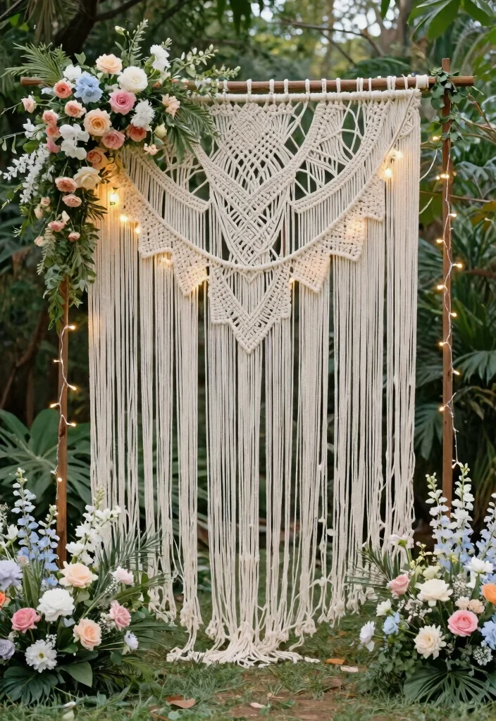 14 Boho Wedding Decoration Ideas with Natural and Relaxed Vibes 1 14 Boho Wedding Decoration Ideas with Natural and Relaxed Vibes 1. Dreamy Macram Backdrops 0