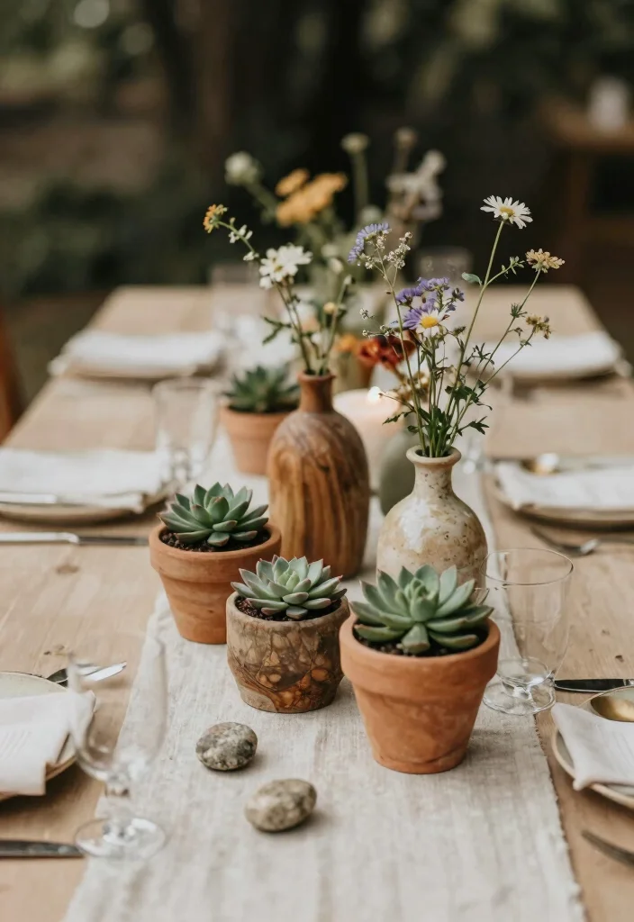 14 Boho Wedding Decoration Ideas with Natural and Relaxed Vibes 12 14 Boho Wedding Decoration Ideas with Natural and Relaxed Vibes 2. Earthy Centerpieces 0