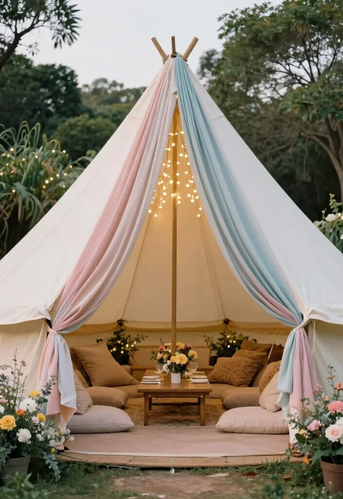 14 Boho Wedding Decoration Ideas with Natural and Relaxed Vibes 15 14 Boho Wedding Decoration Ideas with Natural and Relaxed Vibes 5. Ethereal Canopy Tents 0
