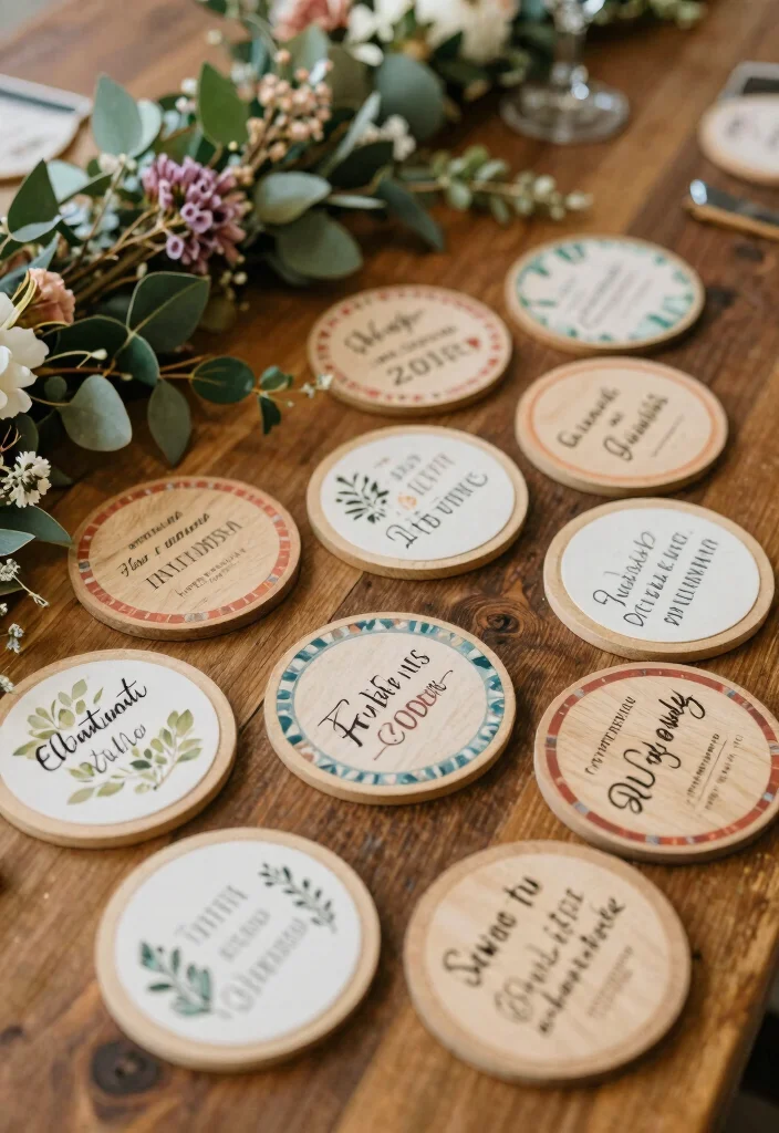 14 DIY Wedding Favor Ideas That Are Easy Affordable and Cute 6. Customized Coasters 0