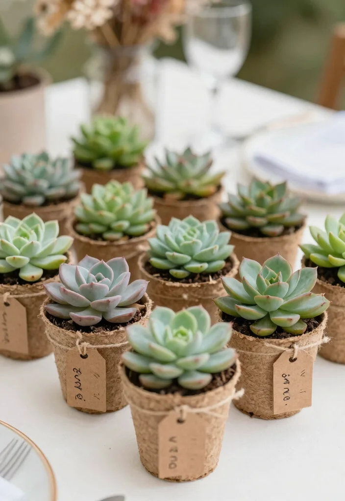 14 DIY Wedding Favor Ideas for Guests on a Budget 1 14 DIY Wedding Favor Ideas for Guests on a Budget 1. Mini Potted Succulents 0