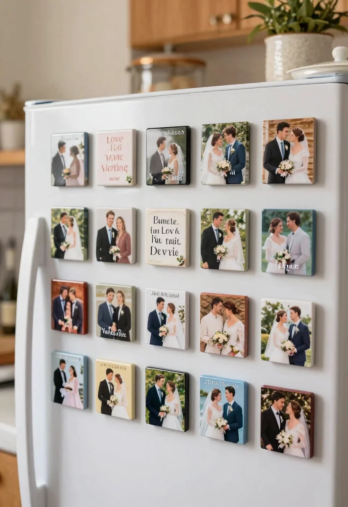 14 DIY Wedding Favor Ideas for Guests on a Budget 41 14 DIY Wedding Favor Ideas for Guests on a Budget 11. Personalized Fridge Magnets 0
