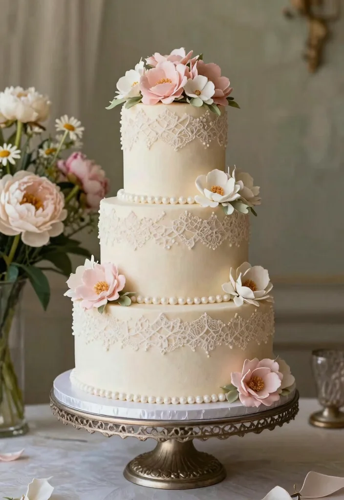 14 Elegant Wedding Cake Design Ideas for Formal Weddings 3. Vintage Romance 0