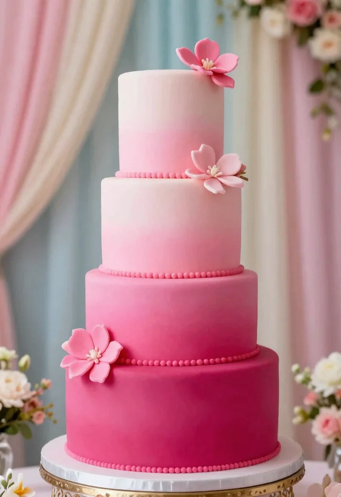 14 Elegant Wedding Cake Design Ideas for Formal Weddings 4. Ombre Delight 0