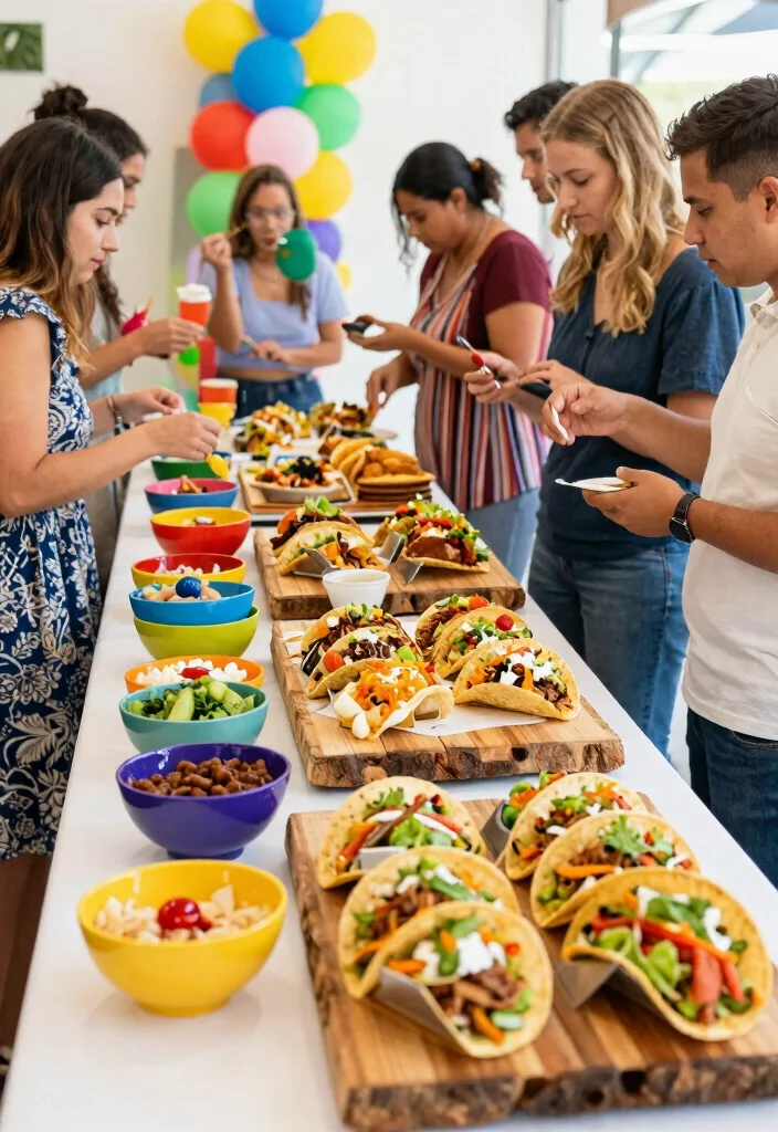 14 Engagement Party Decor Ideas for Small and Stylish Gatherings 28 14 Engagement Party Decor Ideas for Small and Stylish Gatherings 8. Creative Food Stations 0