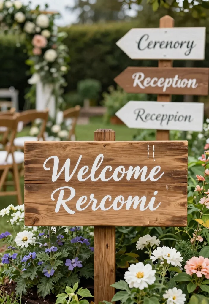 14 Garden Wedding Decoration Ideas for Romantic Outdoor Settings 4. Wooden Signs 0