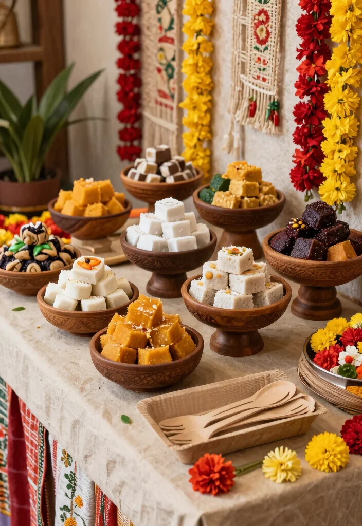 14 Hindu Wedding Decoration Ideas with Cultural Elegance 9. Traditional Sweet Stations 0
