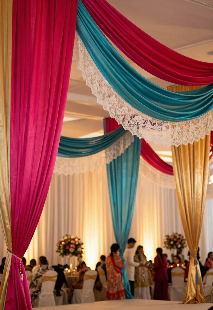 14 Indian Wedding Decoration Ideas Full of Color and Tradition 2. Colorful Draping Techniques 0