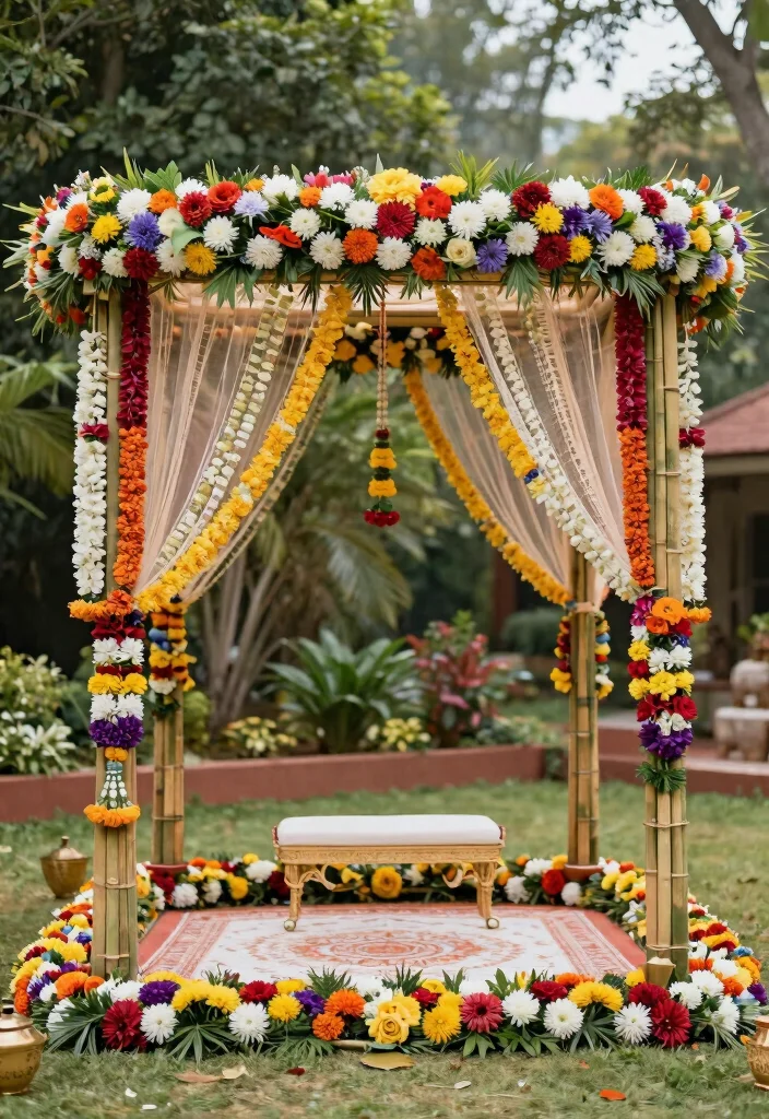 14 Indian Wedding Decoration Ideas for Traditional Celebrations 1. Eco Friendly Floral Mandaps 0