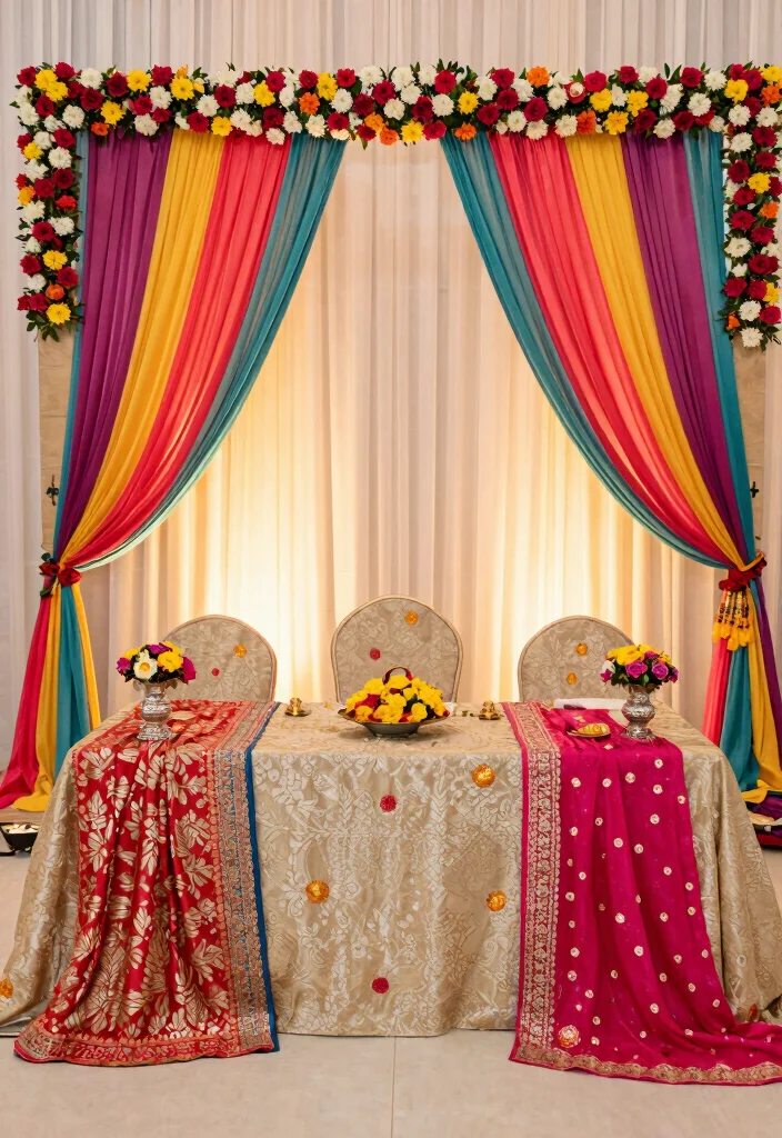 14 Indian Wedding Decoration Ideas for Traditional Celebrations 10. Vibrant Indian Textiles 0
