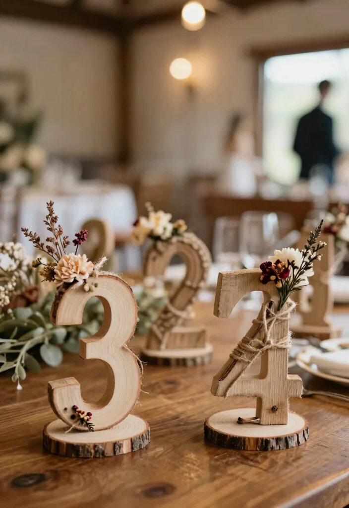 14 Indoor Wedding Decoration Ideas for Any Type of Venue 11. Homemade Table Numbers 0
