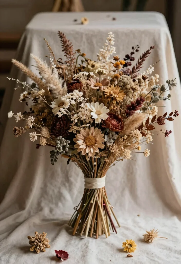14 Indoor Wedding Decoration Ideas for Any Type of Venue 5. Dried Flower Bouquets 0