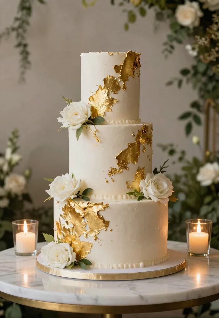 14 Modern Wedding Cake Ideas for Stylish Contemporary Weddings 13. Elegant Gold Accents 0