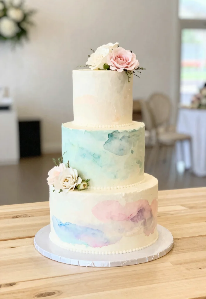 14 Modern Wedding Cake Ideas for Stylish Contemporary Weddings 9. Whimsical Watercolor Cake 0