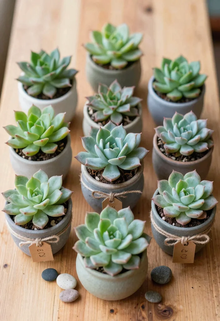 14 Practical Wedding Favor Ideas for Simple and Modern Weddings 12 14 Practical Wedding Favor Ideas for Simple and Modern Weddings 2. Mini Potted Succulents 0